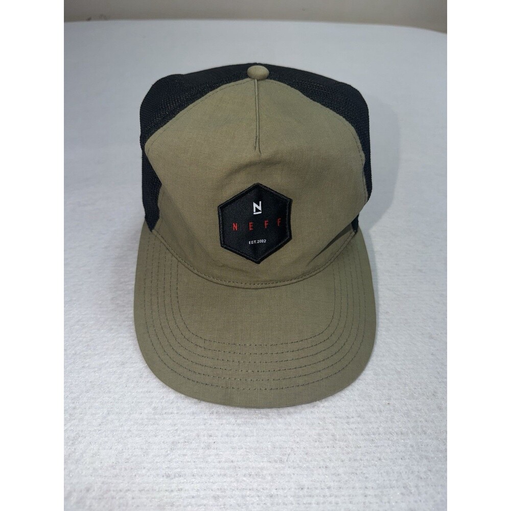 Neff Headwear Olive Black Mesh Trucker Snapback Cap Est. 2002 Patch OSFM